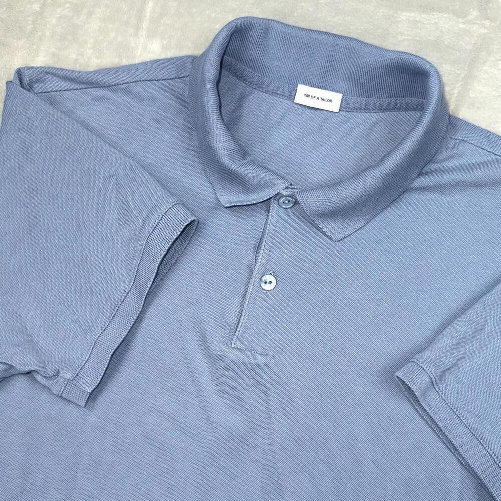 Son Of A Tailor Polo Shirt Mens Sz Small Blue Short Sleeve Casual Supima Cotton